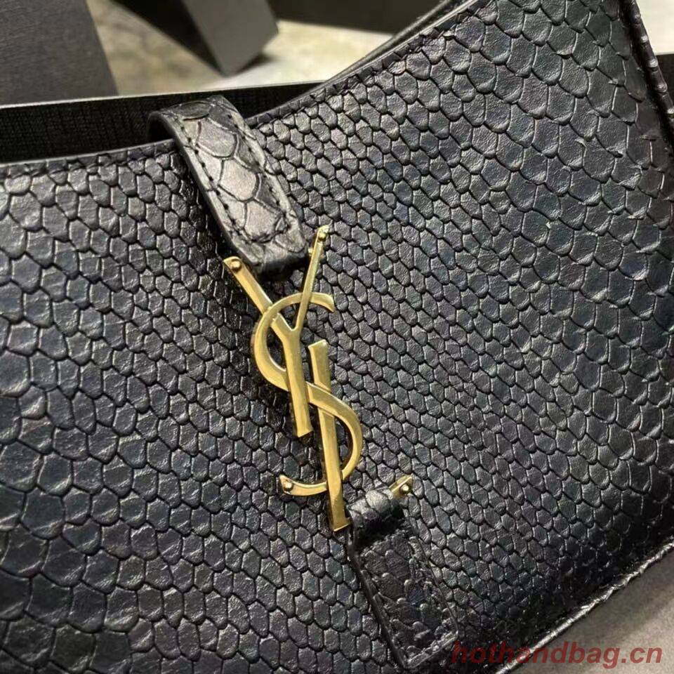 YSL LE 5 A 7 HOBO BAG IN MATTE PYTHON Y687228 black YSL LE 5 A 7 HOBO BAG IN MATTE PYTHON Y687228 black