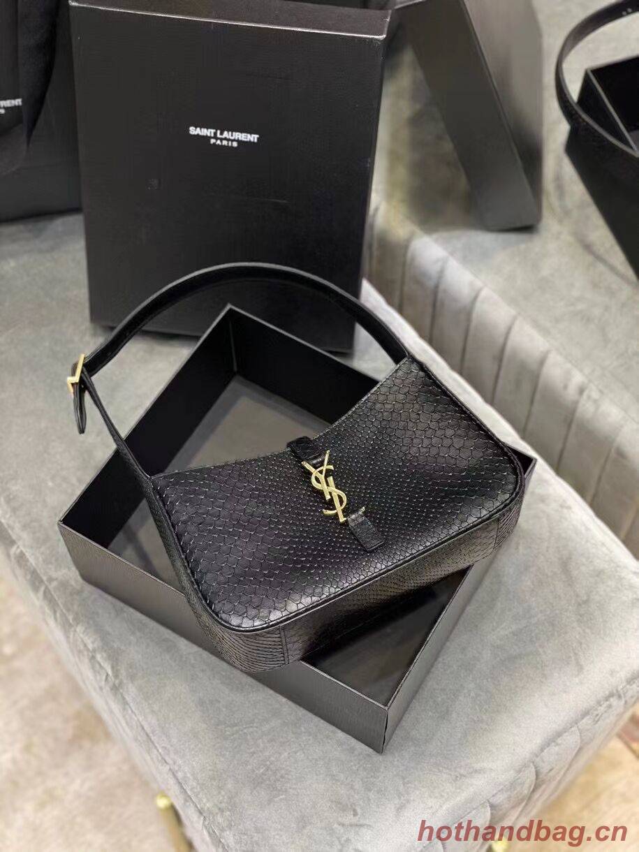 YSL LE 5 A 7 HOBO BAG IN MATTE PYTHON Y687228 black YSL LE 5 A 7 HOBO BAG IN MATTE PYTHON Y687228 black