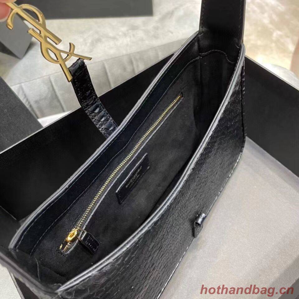 YSL LE 5 A 7 HOBO BAG IN MATTE PYTHON Y687228 black YSL LE 5 A 7 HOBO BAG IN MATTE PYTHON Y687228 black
