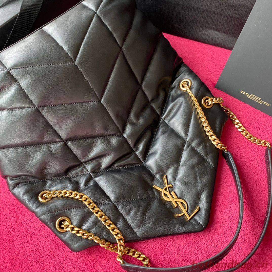 Yves Saint Laurent LOULOU PUFFER IN QUILTED CRINKLED MATTE LEATHER MEDIUM BAG Y577475 Black Gold hardware Yves Saint Laurent LOULOU PUFFER IN QUILTED CRINKLED MATTE LEATHER MEDIUM BAG Y577475 Black Gold hardware