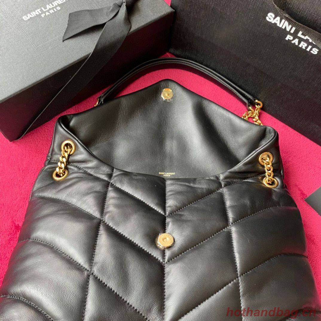 Yves Saint Laurent LOULOU PUFFER IN QUILTED CRINKLED MATTE LEATHER MEDIUM BAG Y577475 Black Gold hardware Yves Saint Laurent LOULOU PUFFER IN QUILTED CRINKLED MATTE LEATHER MEDIUM BAG Y577475 Black Gold hardware
