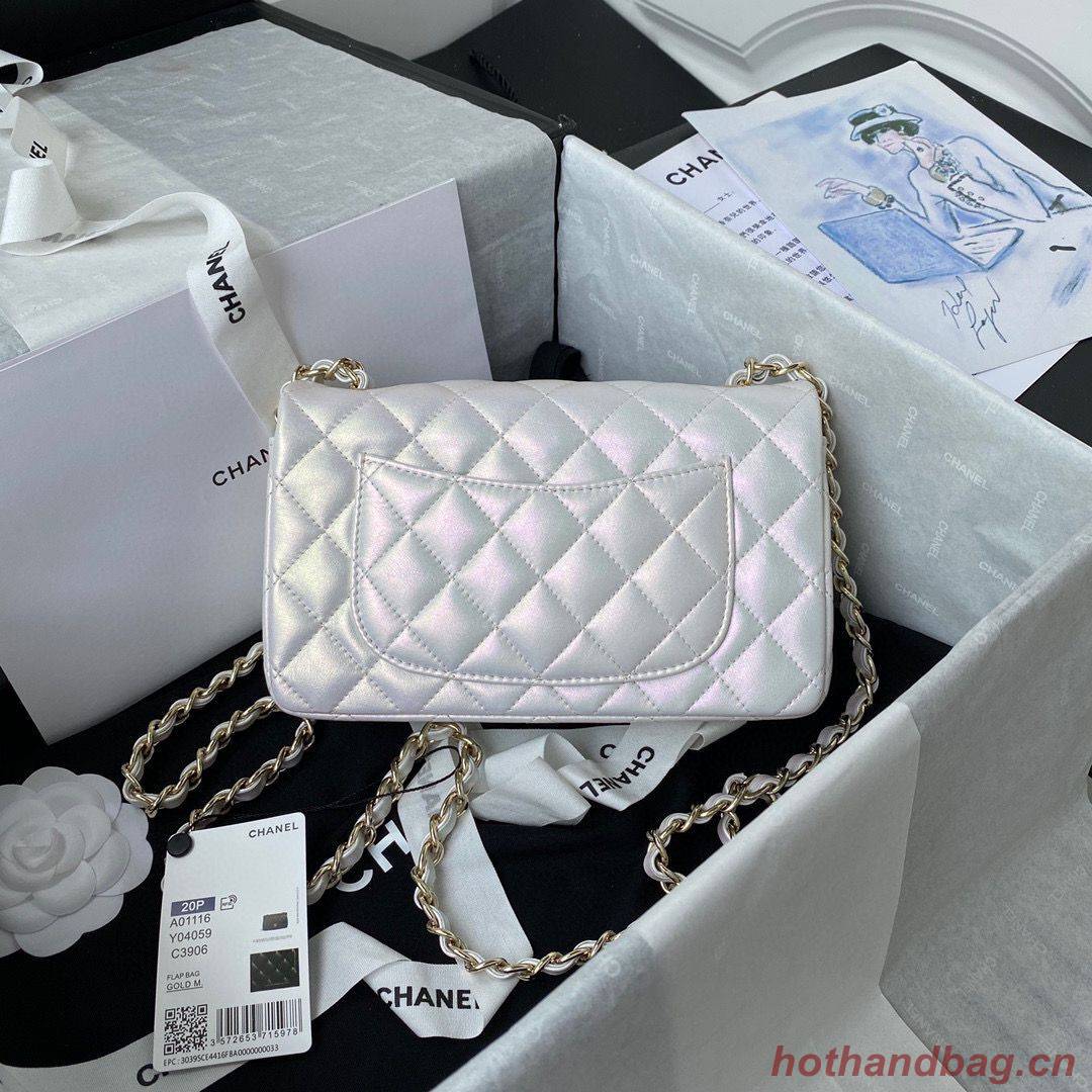 chanel flap bag Iridescent Calfskin & Light Gold-Tone AS1116 Pearl White chanel flap bag Iridescent Calfskin & Light Gold-Tone AS1116 Pearl White