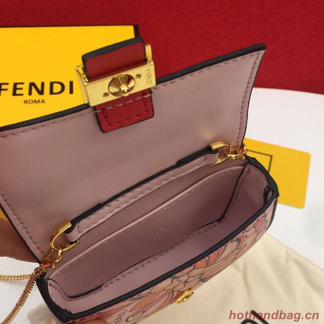 FENDI NANO BAGUETTE CHARM Nappa Original Leather Bag 7AR844 Flower FENDI NANO BAGUETTE CHARM Nappa Original Leather Bag 7AR844 Flower