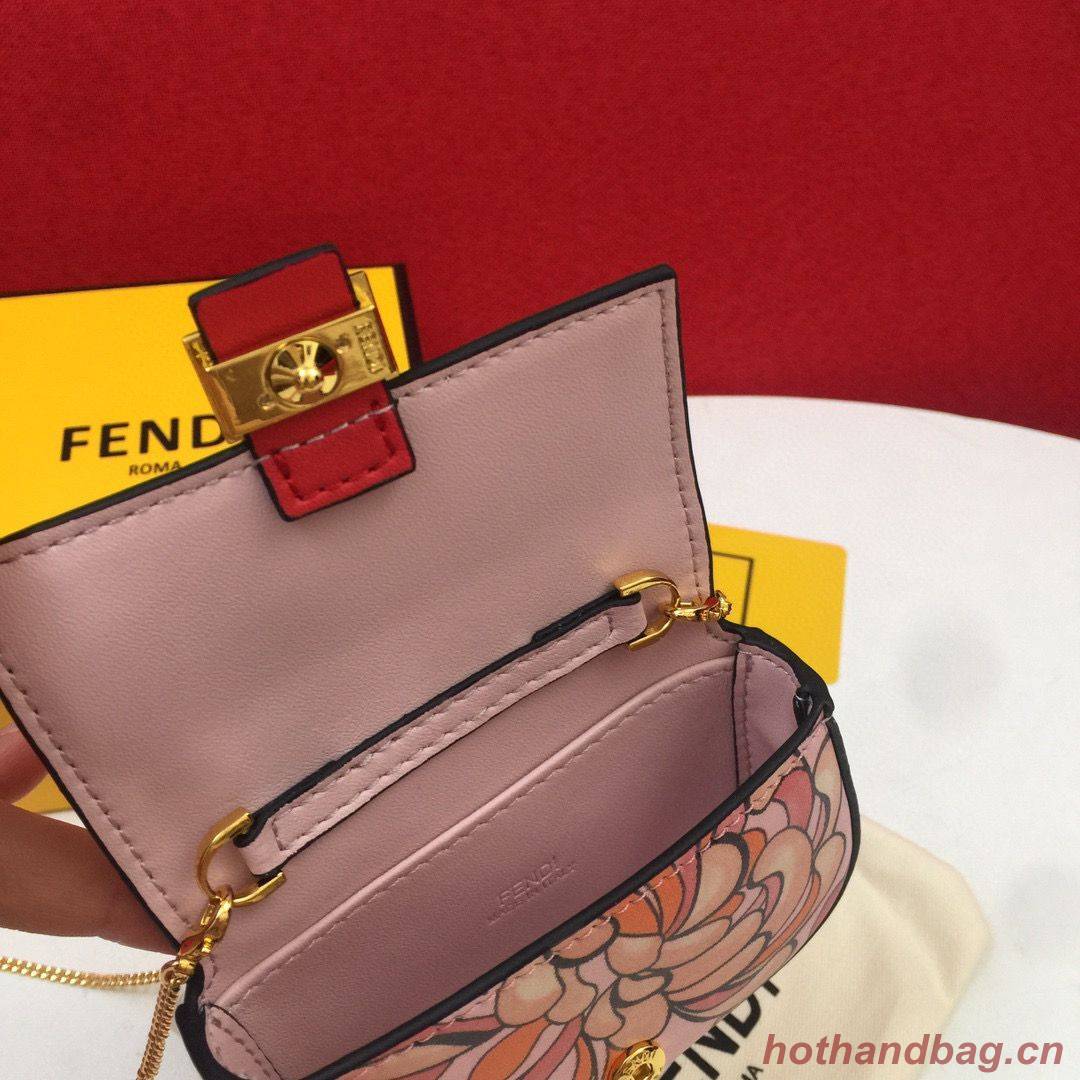 FENDI NANO BAGUETTE CHARM Nappa Original Leather Bag 7AR844 Flower FENDI NANO BAGUETTE CHARM Nappa Original Leather Bag 7AR844 Flower
