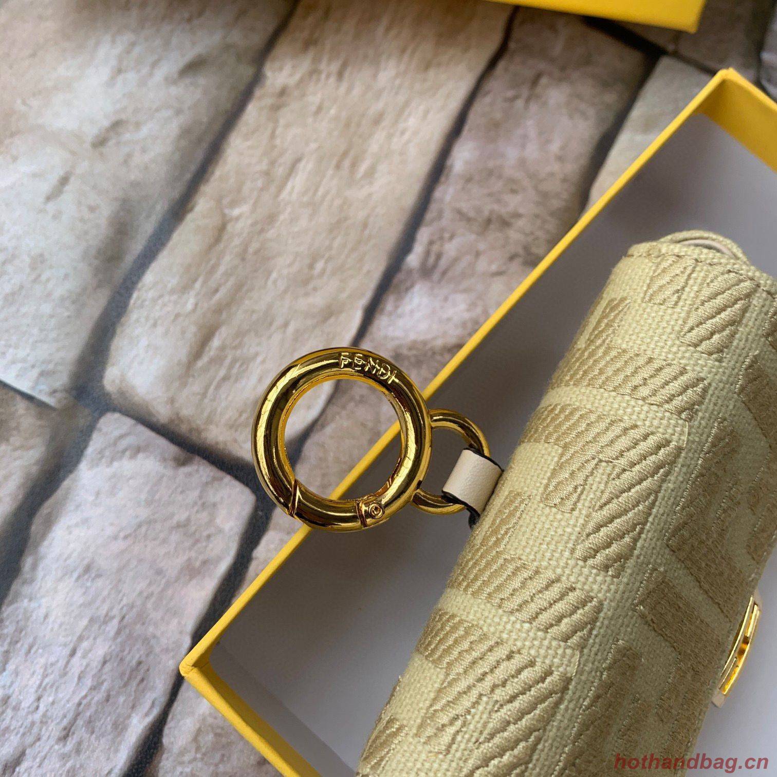 FENDI NANO BAGUETTE CHARM Nappa lcanvas Bag 7AR844 Yellow FENDI NANO BAGUETTE CHARM Nappa lcanvas Bag 7AR844 Yellow