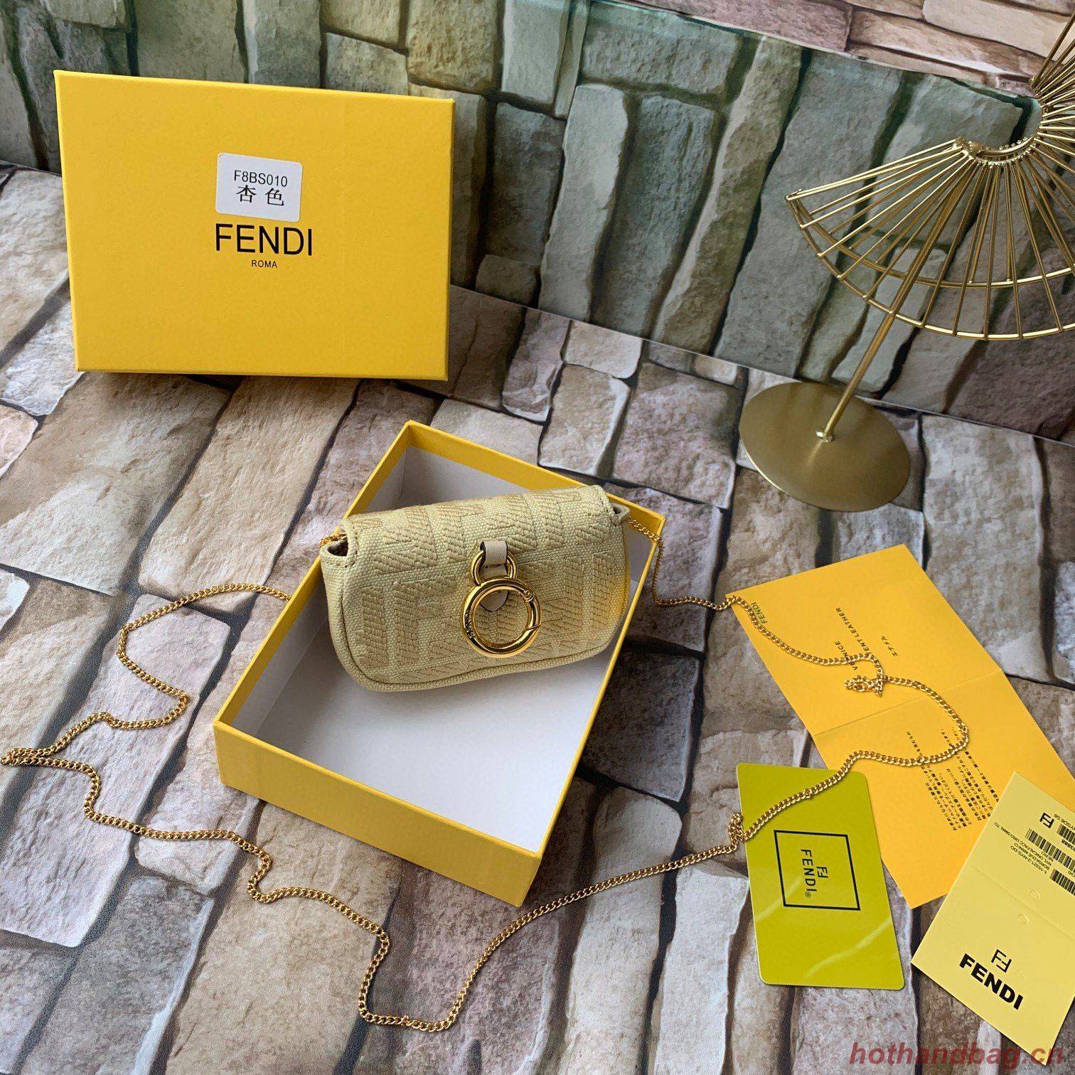 FENDI NANO BAGUETTE CHARM Nappa lcanvas Bag 7AR844 Yellow FENDI NANO BAGUETTE CHARM Nappa lcanvas Bag 7AR844 Yellow