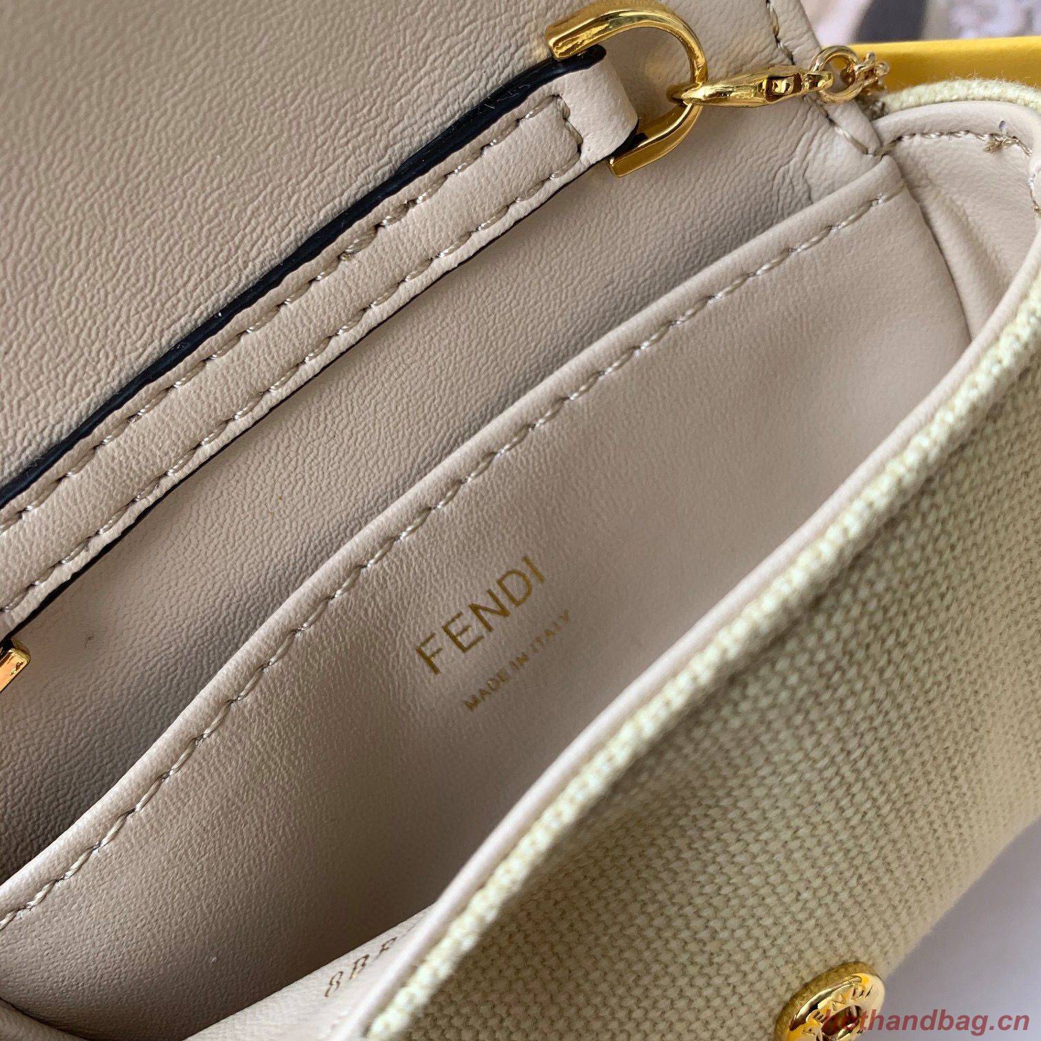 FENDI NANO BAGUETTE CHARM Nappa lcanvas Bag 7AR844 Yellow FENDI NANO BAGUETTE CHARM Nappa lcanvas Bag 7AR844 Yellow