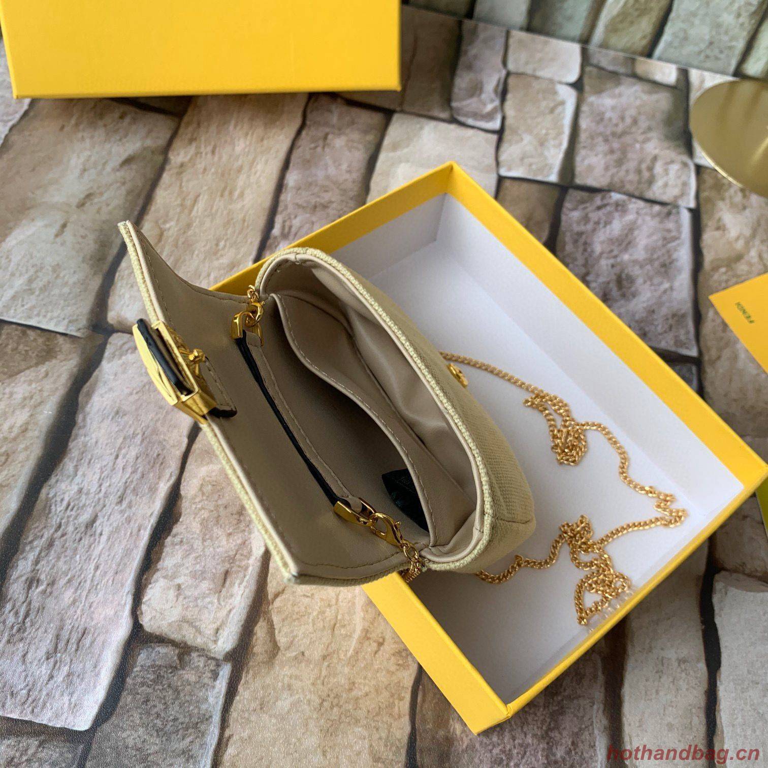 FENDI NANO BAGUETTE CHARM Nappa lcanvas Bag 7AR844 Yellow FENDI NANO BAGUETTE CHARM Nappa lcanvas Bag 7AR844 Yellow