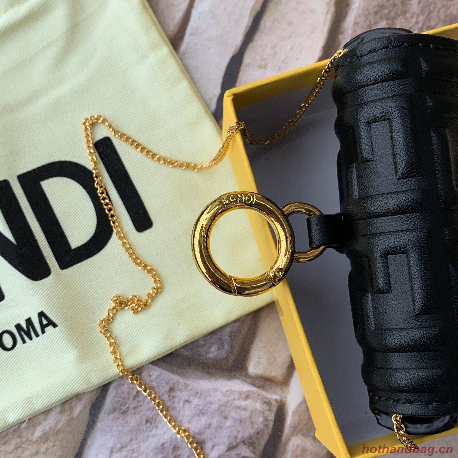 FENDI NANO BAGUETTE CHARM nappa leather 7AR844 Black FENDI NANO BAGUETTE CHARM nappa leather 7AR844 Black