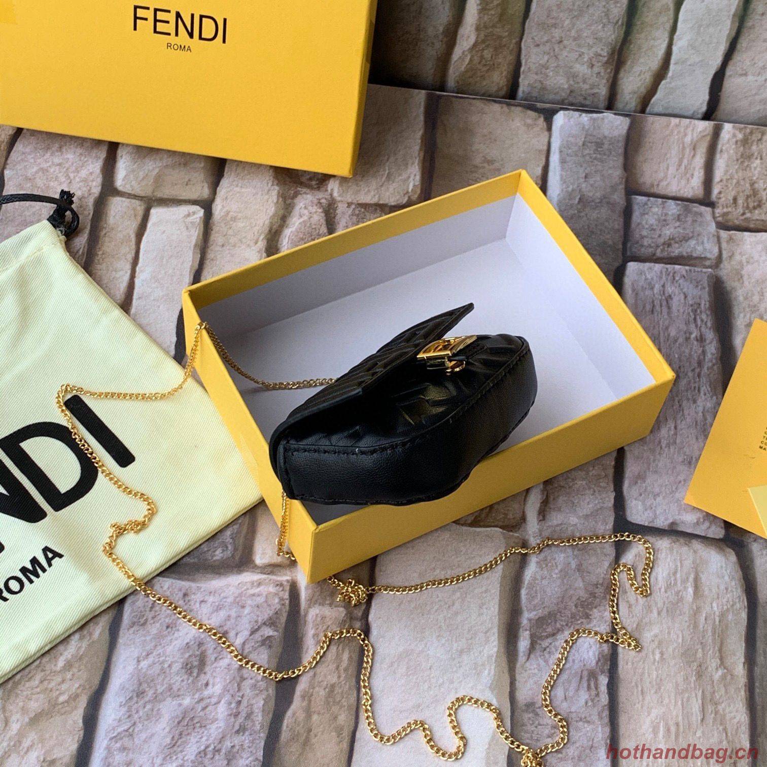 FENDI NANO BAGUETTE CHARM nappa leather 7AR844 Black FENDI NANO BAGUETTE CHARM nappa leather 7AR844 Black