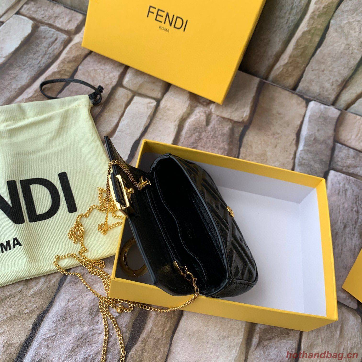 FENDI NANO BAGUETTE CHARM nappa leather 7AR844 Black FENDI NANO BAGUETTE CHARM nappa leather 7AR844 Black