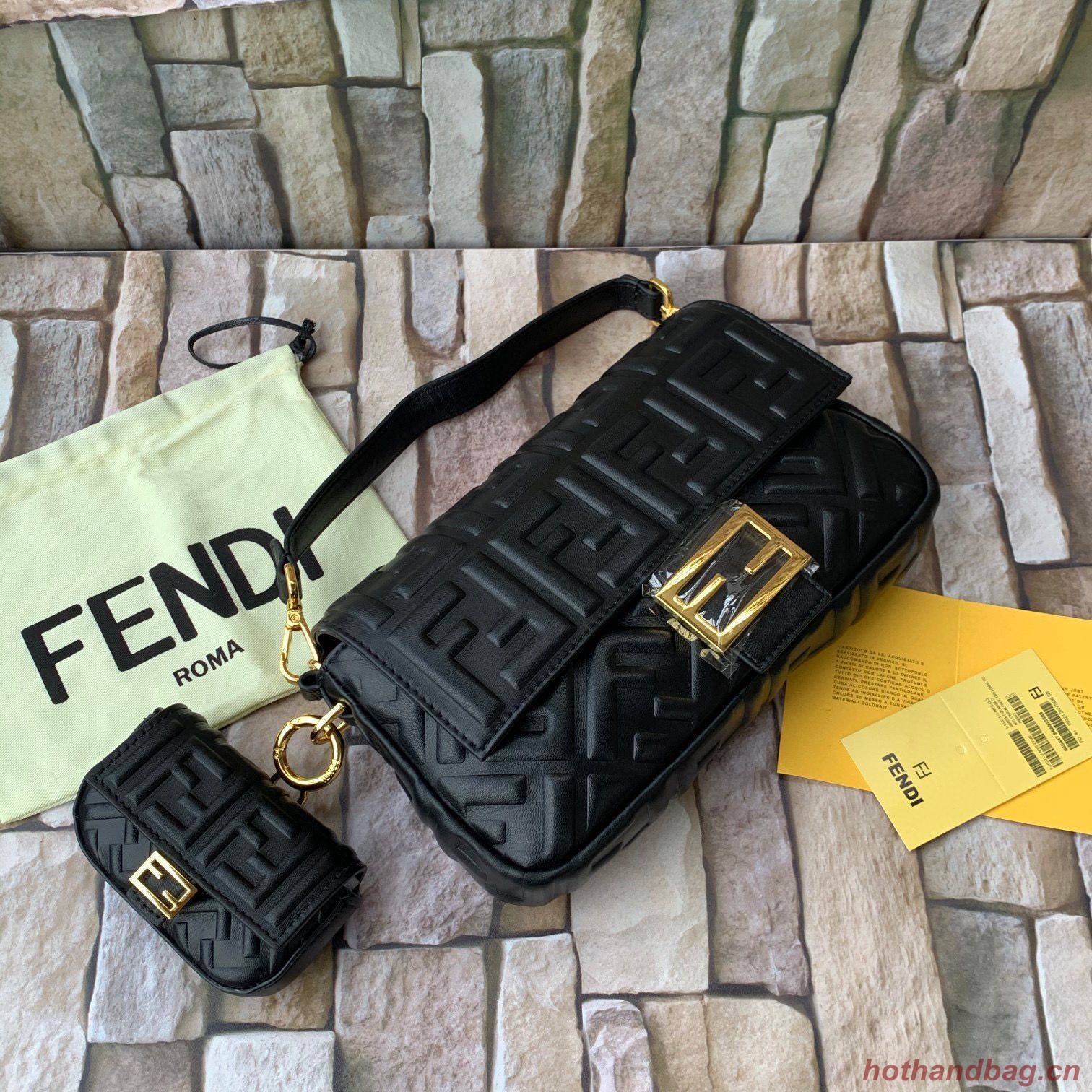 FENDI NANO BAGUETTE CHARM nappa leather 7AR844 Black FENDI NANO BAGUETTE CHARM nappa leather 7AR844 Black