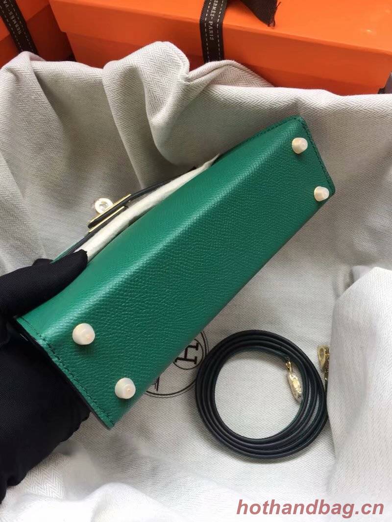 Hermes Kelly 19cm Shoulder Bags Epsom Leather KL19 green Hermes Kelly 19cm Shoulder Bags Epsom Leather KL19 green