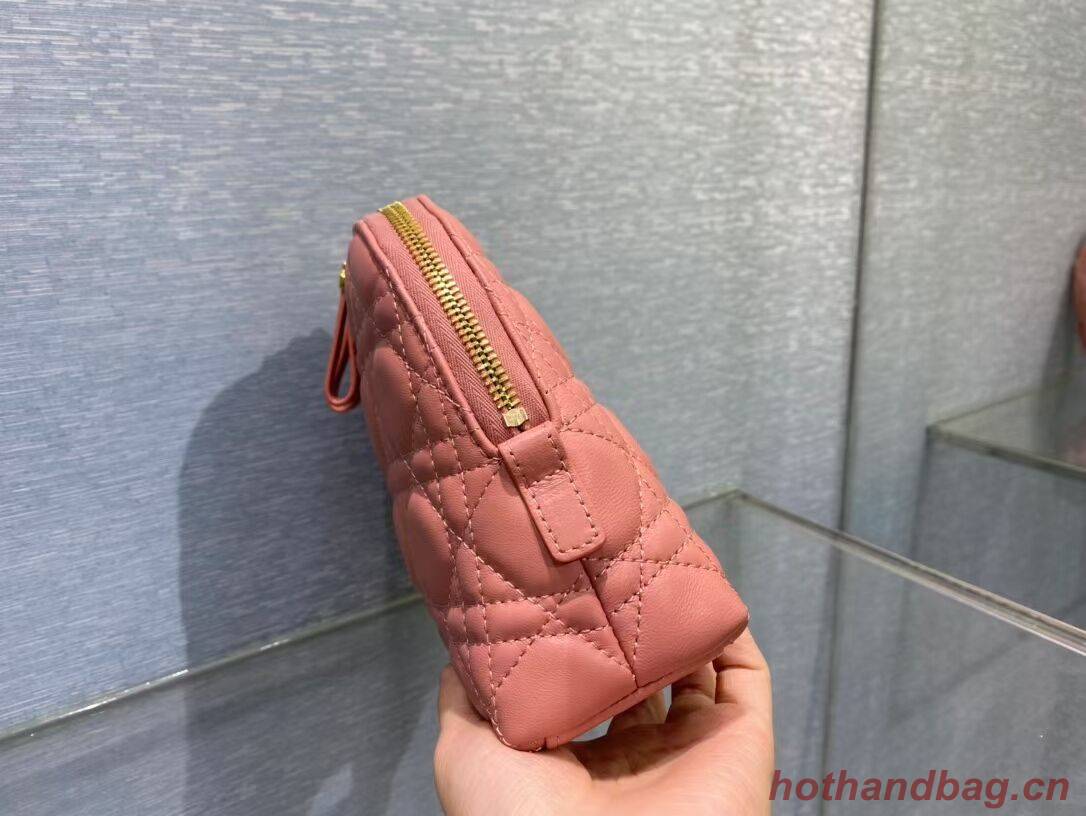 DIOR CARO BEAUTY POUCH Cannage Lambskin S5047 pink DIOR CARO BEAUTY POUCH Cannage Lambskin S5047 pink