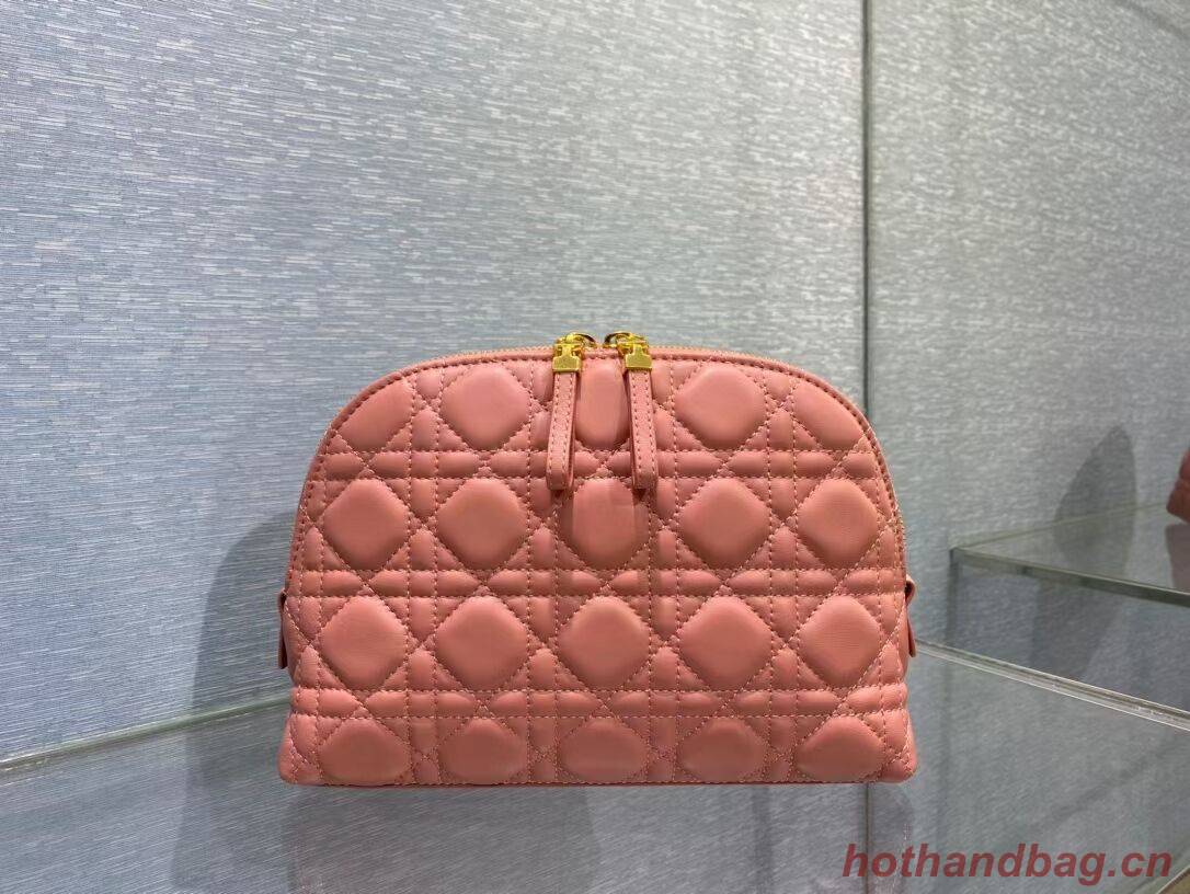DIOR CARO BEAUTY POUCH Cannage Lambskin S5047 pink DIOR CARO BEAUTY POUCH Cannage Lambskin S5047 pink