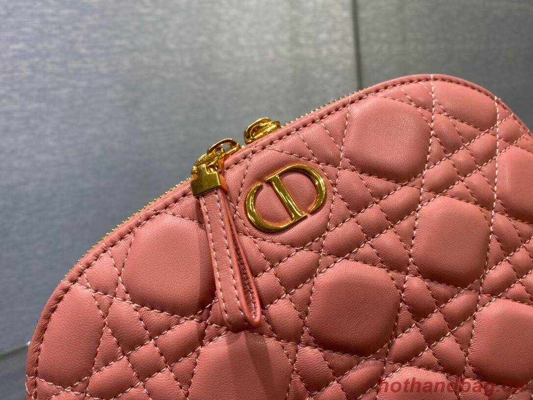 DIOR CARO BEAUTY POUCH Cannage Lambskin S5047 pink DIOR CARO BEAUTY POUCH Cannage Lambskin S5047 pink