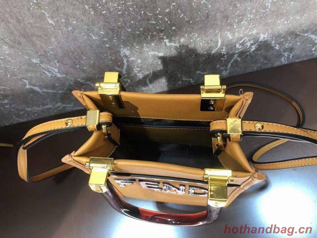 FENDI MINI SUNSHINE SHOPPER leather mini-bag 8BS051ABV orange FENDI MINI SUNSHINE SHOPPER leather mini-bag 8BS051ABV orange