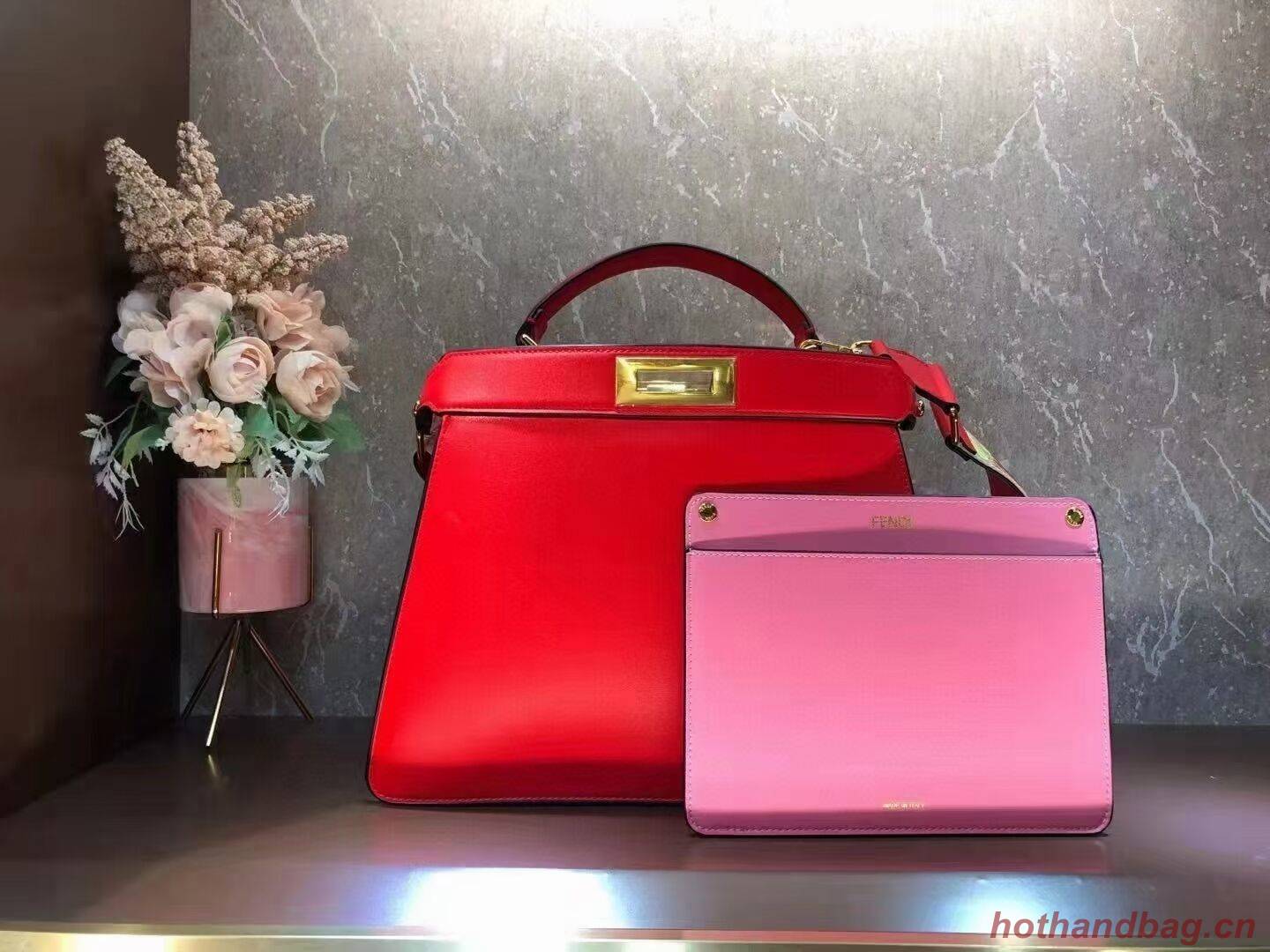 FENDI PEEKABOO ISEEU MEDIUM leather bag 8BN321A6 red FENDI PEEKABOO ISEEU MEDIUM leather bag 8BN321A6 red