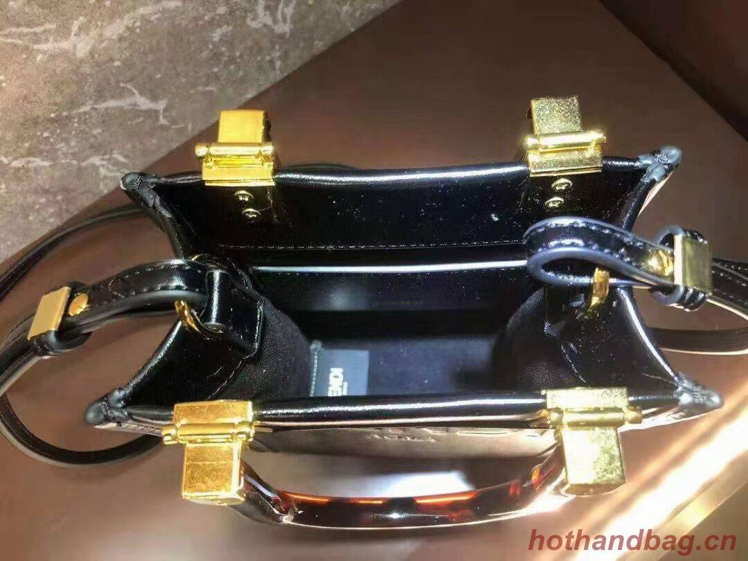 FENDI SUNSHINE SHOPPER leather mini-bag F1620 black FENDI SUNSHINE SHOPPER leather mini-bag F1620 black