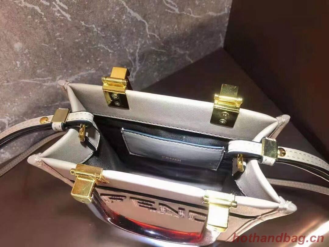 FENDI SUNSHINE SHOPPER leather mini-bag F1620 grey FENDI SUNSHINE SHOPPER leather mini-bag F1620 grey