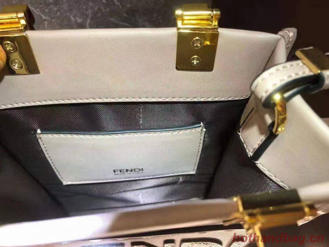 FENDI SUNSHINE SHOPPER leather mini-bag F1620 grey FENDI SUNSHINE SHOPPER leather mini-bag F1620 grey