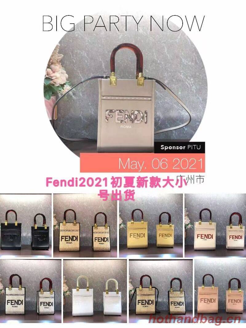 FENDI SUNSHINE SHOPPER leather mini-bag F1620 grey FENDI SUNSHINE SHOPPER leather mini-bag F1620 grey