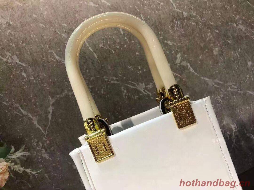 FENDI SUNSHINE SHOPPER leather mini-bag F1620 white FENDI SUNSHINE SHOPPER leather mini-bag F1620 white