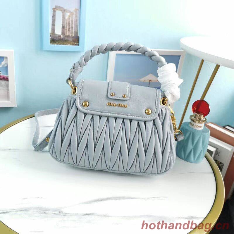 miu miu Matelasse Nappa Leather Shoulder Bag 5BD188 light blue miu miu Matelasse Nappa Leather Shoulder Bag 5BD188 light blue