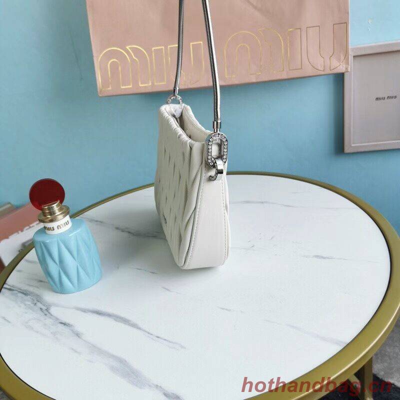 miu miu Matelasse Nappa Leather mini Shoulder Bag 5BH200 Silver miu miu Matelasse Nappa Leather mini Shoulder Bag 5BH200 Silver