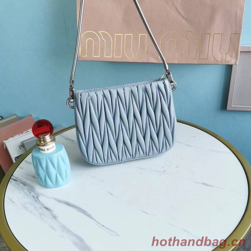 miu miu Matelasse Nappa Leather mini Shoulder Bag 5BH200 light blue miu miu Matelasse Nappa Leather mini Shoulder Bag 5BH200 light blue