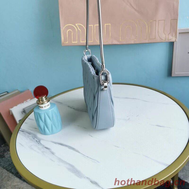 miu miu Matelasse Nappa Leather mini Shoulder Bag 5BH200 light blue miu miu Matelasse Nappa Leather mini Shoulder Bag 5BH200 light blue