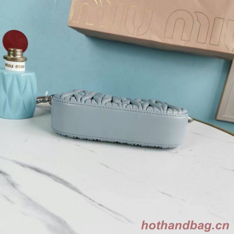 miu miu Matelasse Nappa Leather mini Shoulder Bag 5BH200 light blue miu miu Matelasse Nappa Leather mini Shoulder Bag 5BH200 light blue