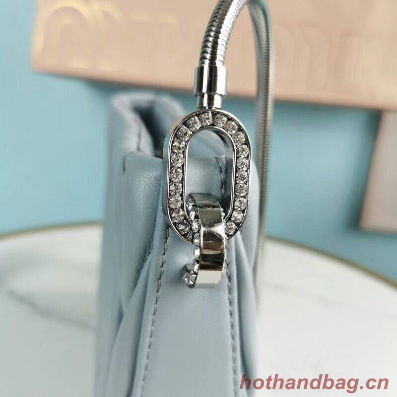 miu miu Matelasse Nappa Leather mini Shoulder Bag 5BH200 light blue miu miu Matelasse Nappa Leather mini Shoulder Bag 5BH200 light blue