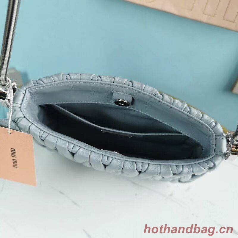 miu miu Matelasse Nappa Leather mini Shoulder Bag 5BH200 light blue miu miu Matelasse Nappa Leather mini Shoulder Bag 5BH200 light blue