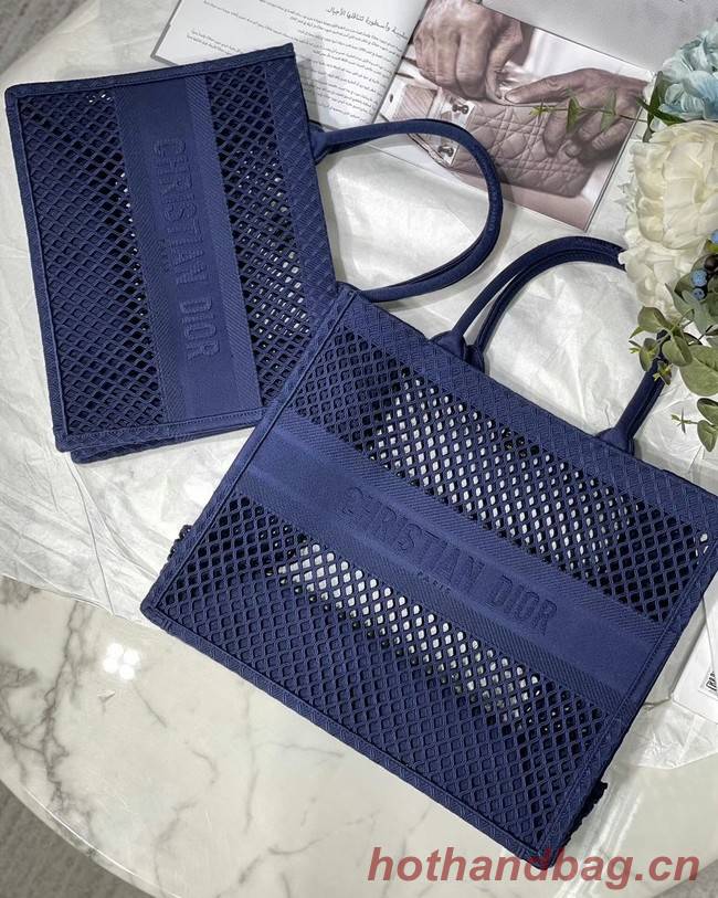 DIOR BOOK TOTE Blue Mesh Embroidery M1286ZW
