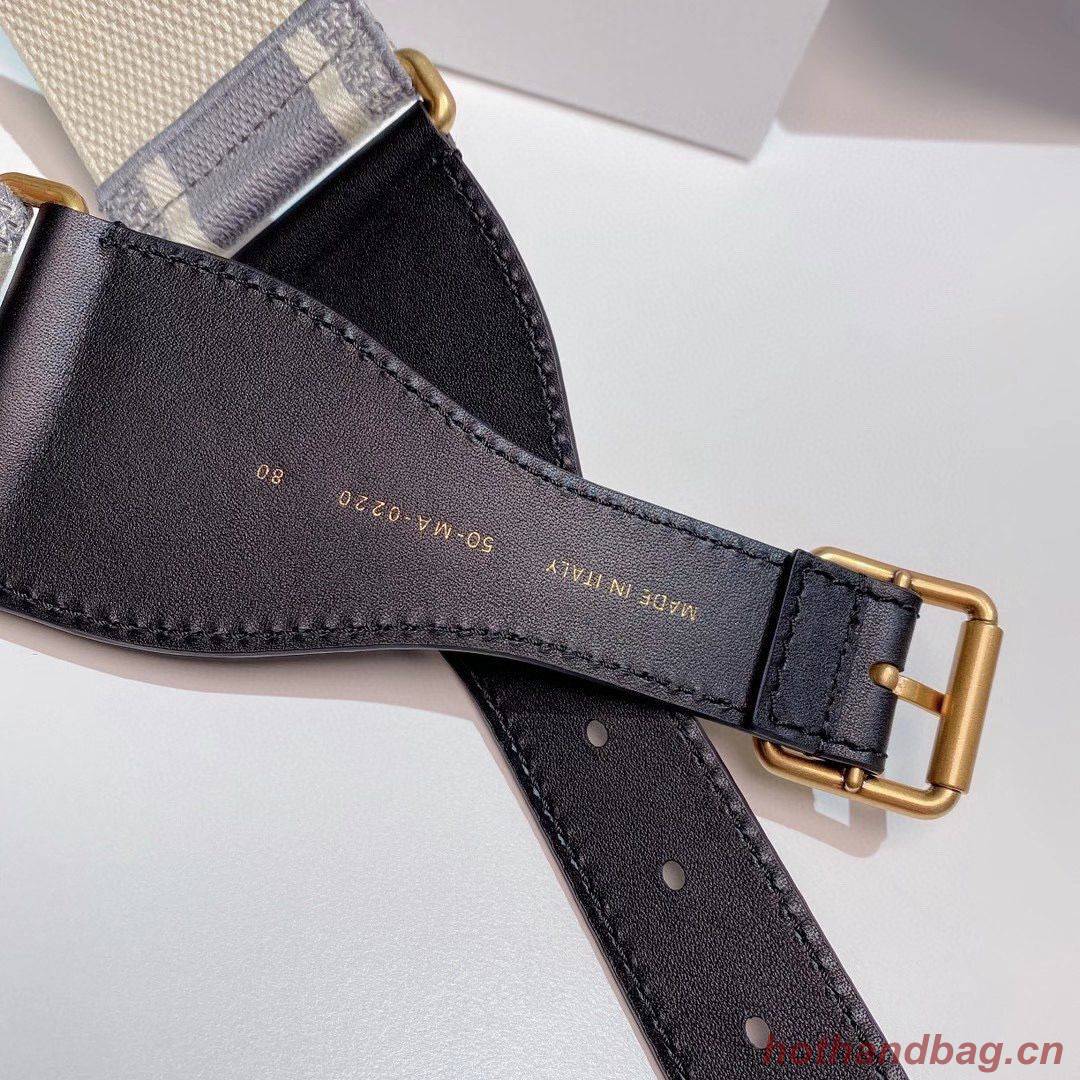 Dior Belt 65 mm Embroidered Canvas M928 Gray & Cream Dior Belt 65 mm Embroidered Canvas M928 Gray & Cream