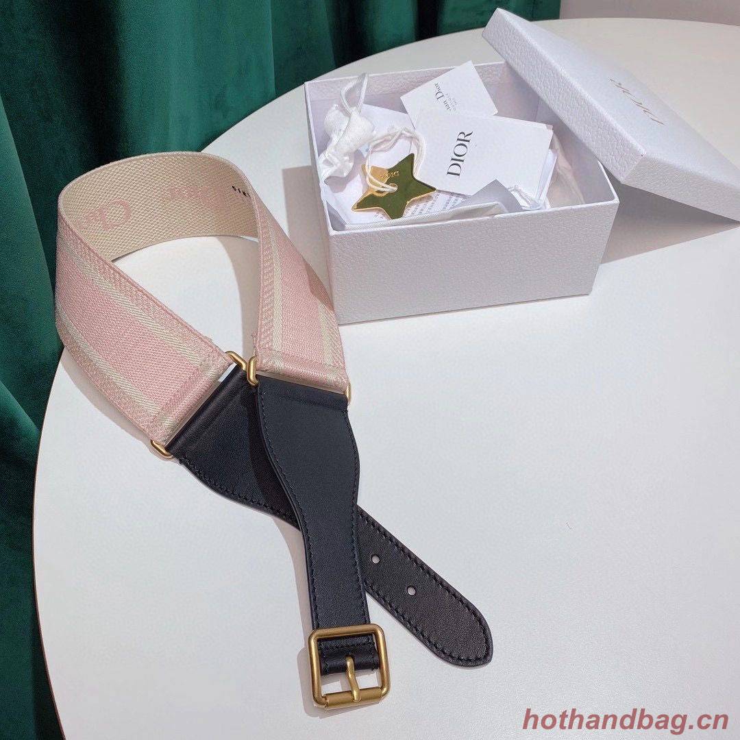 Dior Belt 65 mm Embroidered Canvas M929 Pink & Cream Dior Belt 65 mm Embroidered Canvas M929 Pink & Cream