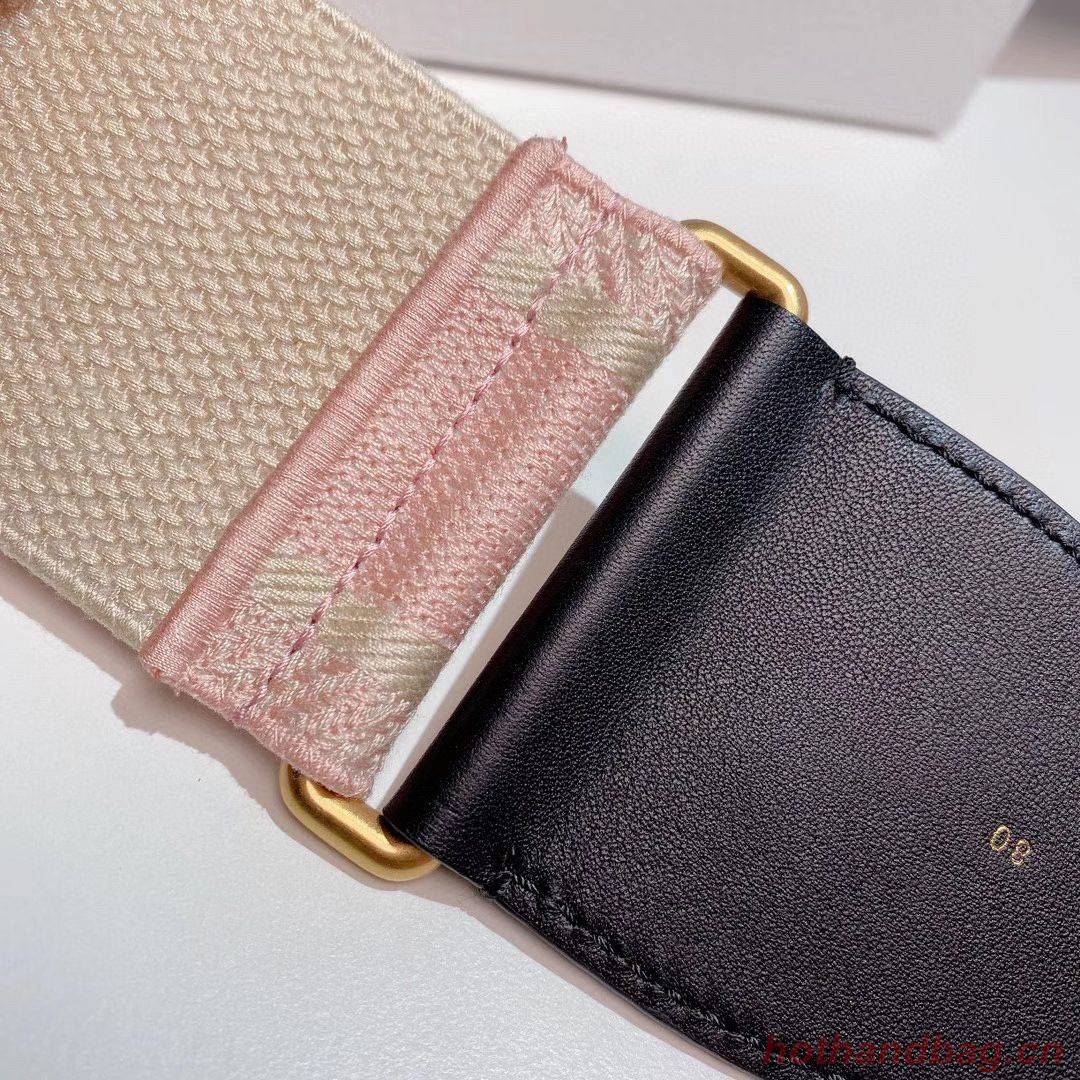 Dior Belt 65 mm Embroidered Canvas M929 Pink & Cream Dior Belt 65 mm Embroidered Canvas M929 Pink & Cream