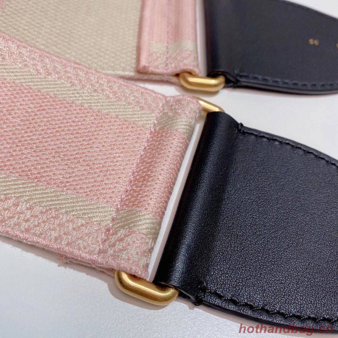 Dior Belt 65 mm Embroidered Canvas M929 Pink & Cream Dior Belt 65 mm Embroidered Canvas M929 Pink & Cream