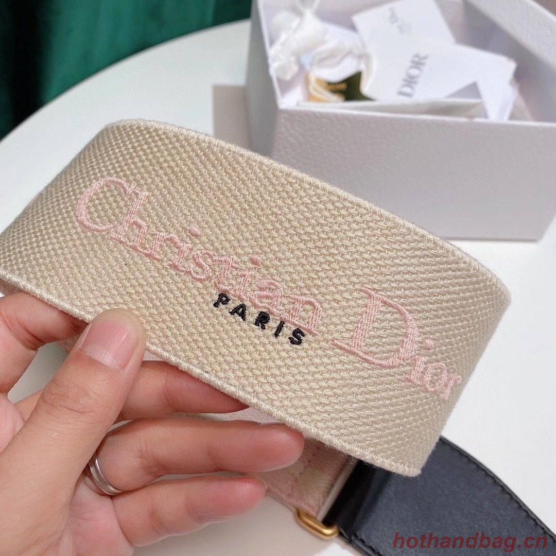 Dior Belt 65 mm Embroidered Canvas M929 Pink & Cream Dior Belt 65 mm Embroidered Canvas M929 Pink & Cream