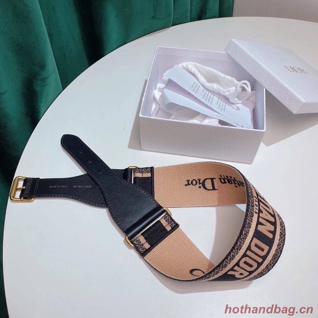 Dior Belt 65 mm Embroidered Canvas M928 Blue & Cream Dior Belt 65 mm Embroidered Canvas M928 Blue & Cream