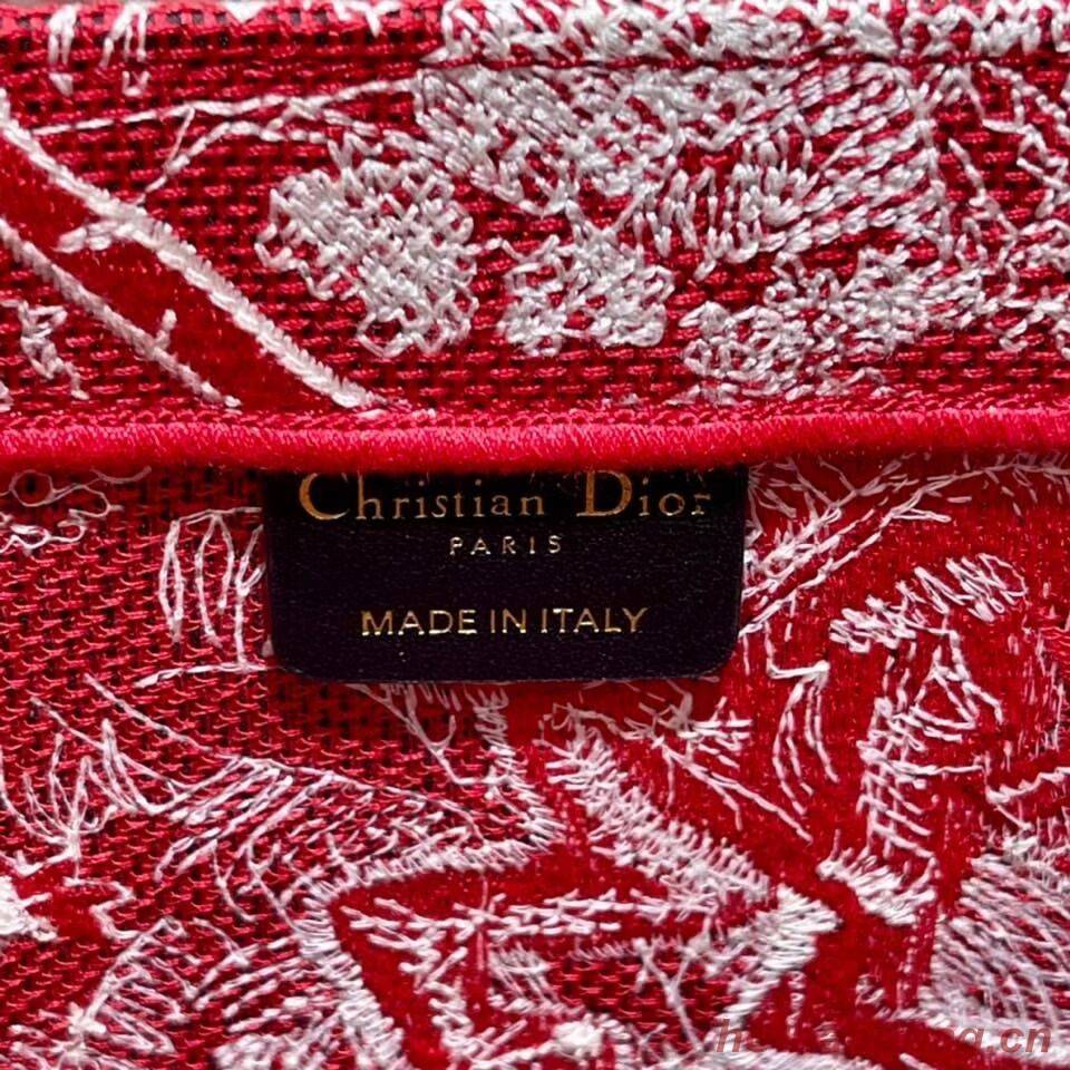 DIOR BOOK TOTE Raspberry Toile de Jouy Reverse Embroidery M1286ZR RED DIOR BOOK TOTE Raspberry Toile de Jouy Reverse Embroidery M1286ZR RED