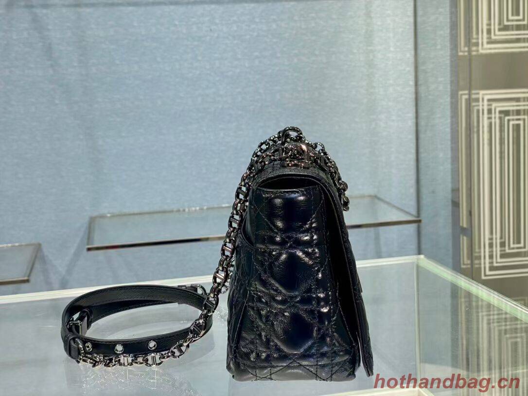 MEDIUM DIOR CARO BAG Imported wax skin M9242 black MEDIUM DIOR CARO BAG Imported wax skin M9242 black