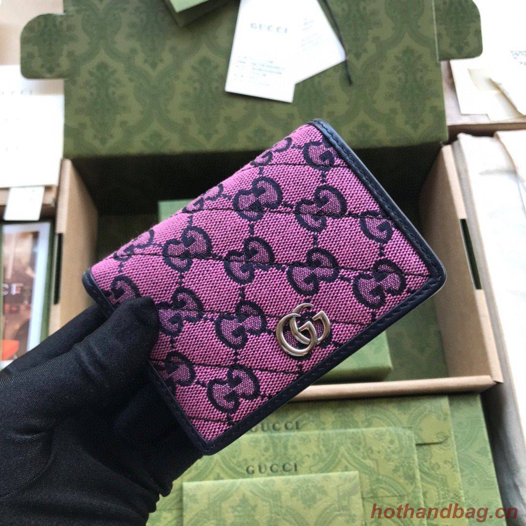 Gucci GG Marmont card case canvas 466492 Pink Gucci GG Marmont card case canvas 466492 Pink