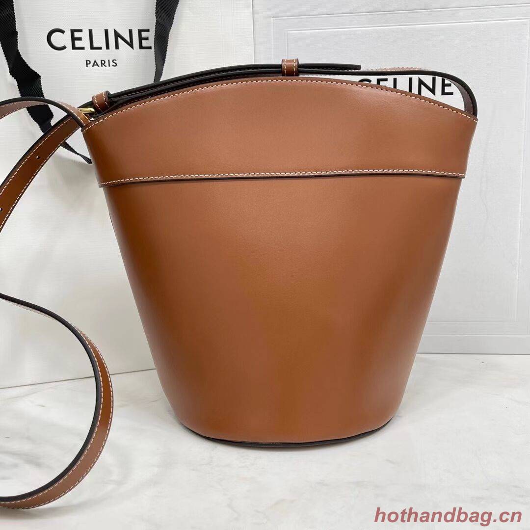 Celine BUCKET BAG IN SHINY CALFSKIN CR92072 brown Celine BUCKET BAG IN SHINY CALFSKIN CR92072 brown