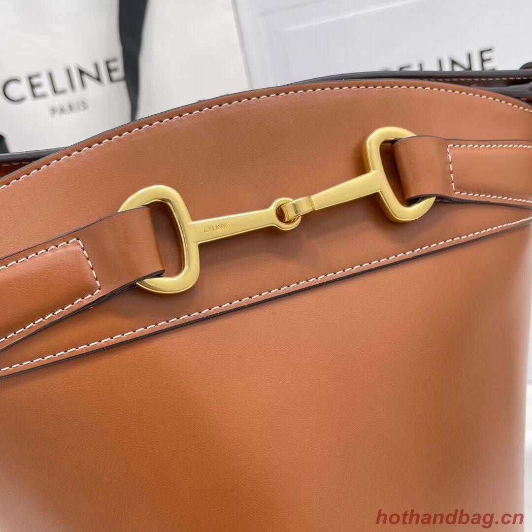 Celine BUCKET BAG IN SHINY CALFSKIN CR92072 brown Celine BUCKET BAG IN SHINY CALFSKIN CR92072 brown