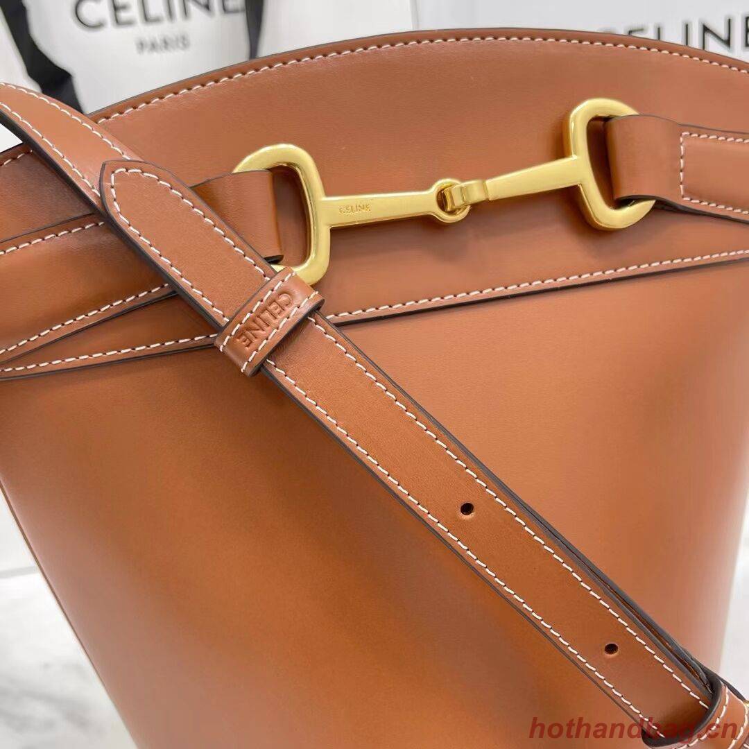 Celine BUCKET BAG IN SHINY CALFSKIN CR92072 brown Celine BUCKET BAG IN SHINY CALFSKIN CR92072 brown