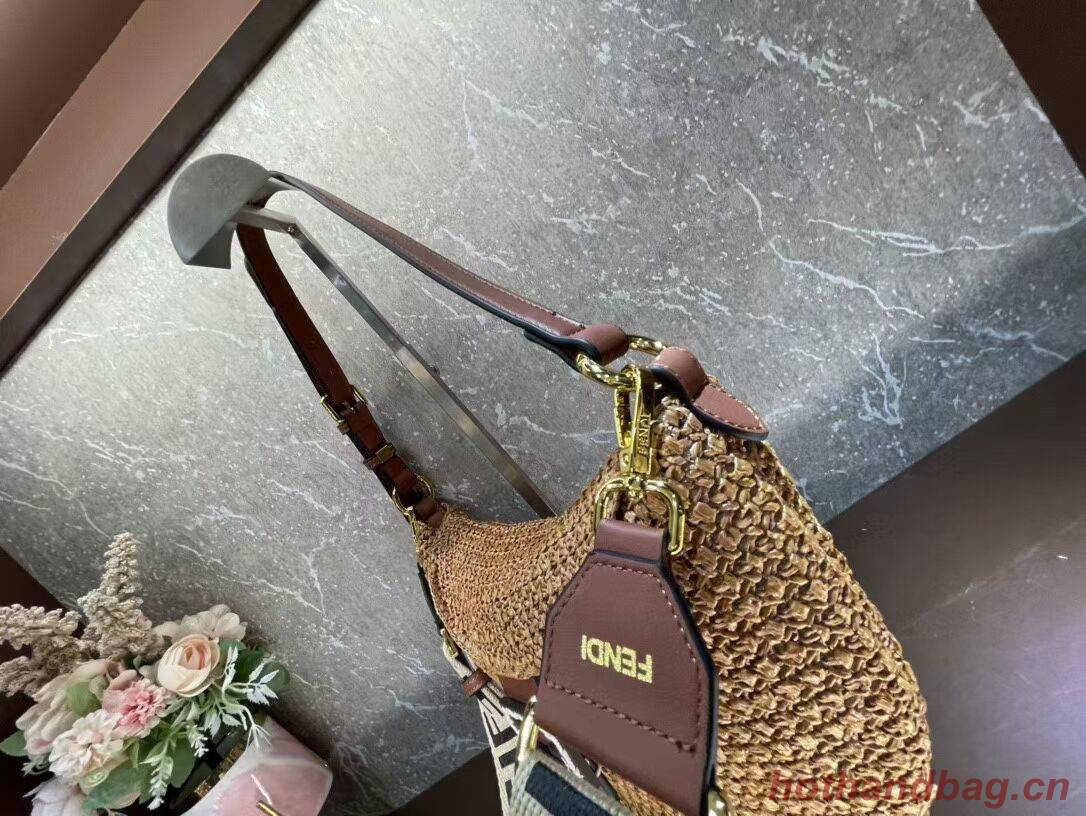 FENDI SMALL CROISSANT Woven straw bag 8BR790AFG natural FENDI SMALL CROISSANT Woven straw bag 8BR790AFG natural