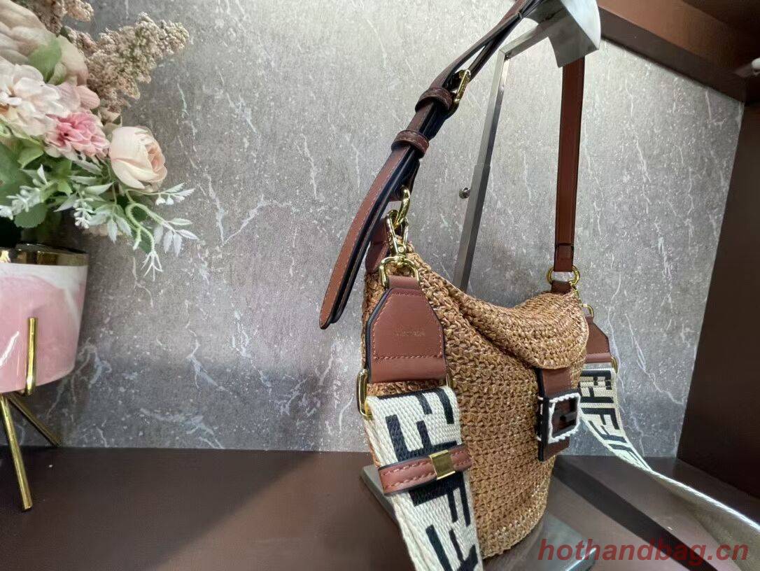 FENDI SMALL CROISSANT Woven straw bag 8BR790AFG natural FENDI SMALL CROISSANT Woven straw bag 8BR790AFG natural