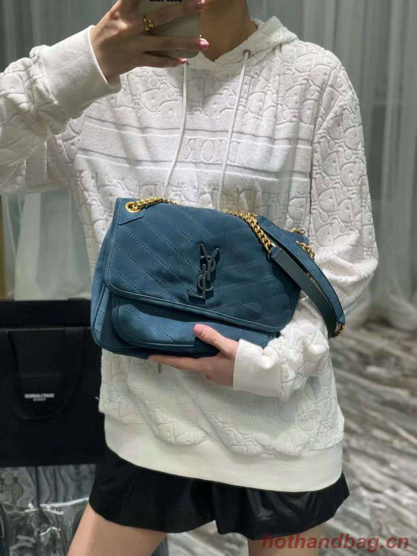 Yves Saint Laurent ENVELOPE MEDIUM BAG IN QUILTED SUEDE Y498004 blue Yves Saint Laurent ENVELOPE MEDIUM BAG IN QUILTED SUEDE Y498004 blue